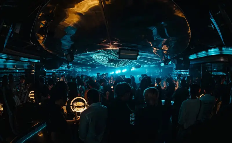 LED dome swirling with blue light at Astrix