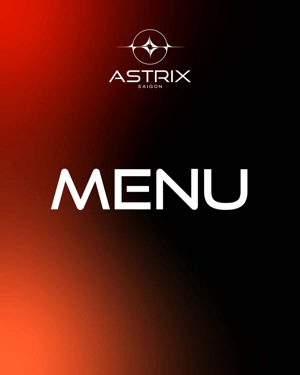 Astrix Saigon menu cover — sky-high lounge club Saigon